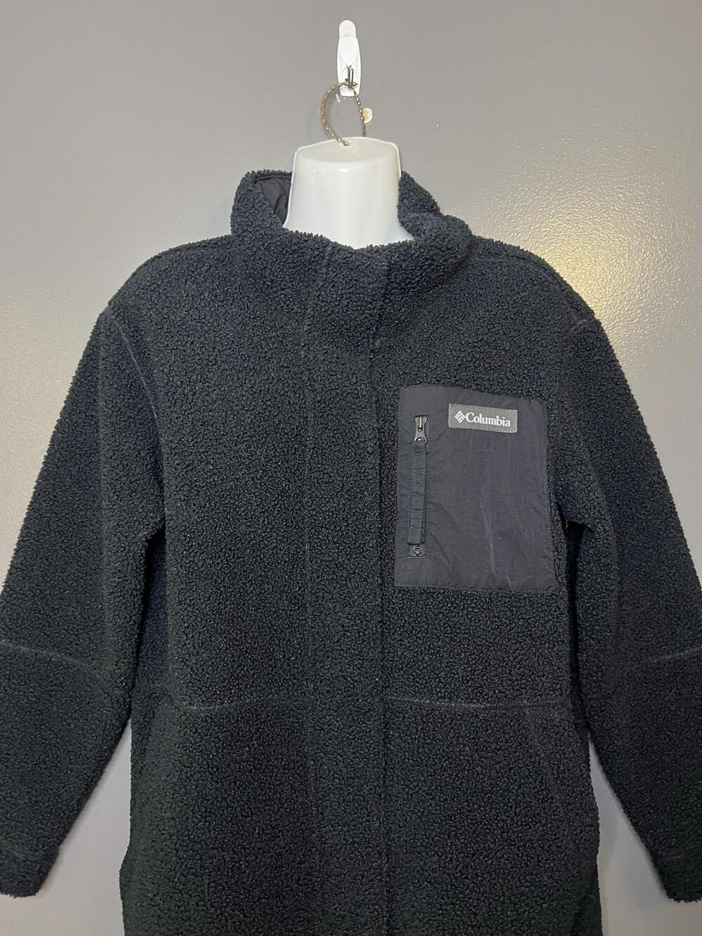 Columbia Coat Womens XS Black Omni-Heat Sherpa Fleece Long Full Zip Pockets